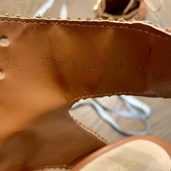 Nwot Brantano Leather Lace up Open Toe and Open Heel Caramel - Picture 14 of 16